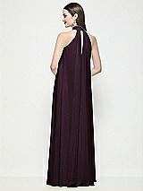 Rear View Thumbnail - Deep Plum Slip-On Shirred Chiffon Trapeze Halter Dress