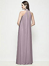 Rear View Thumbnail - Lilac Dusk Slip-On Shirred Chiffon Trapeze Halter Dress