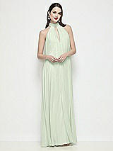 Front View Thumbnail - Mint Green Slip-On Shirred Chiffon Trapeze Halter Dress