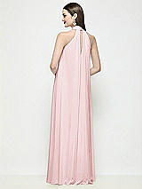 Rear View Thumbnail - Ballet Pink Slip-On Shirred Chiffon Trapeze Halter Dress
