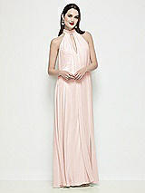 Front View Thumbnail - Blush Slip-On Shirred Chiffon Trapeze Halter Dress