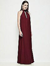Side View Thumbnail - Cabernet Slip-On Shirred Chiffon Trapeze Halter Dress