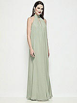 Side View Thumbnail - Celadon Slip-On Shirred Chiffon Trapeze Halter Dress