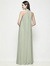 Rear View Thumbnail - Celadon Slip-On Shirred Chiffon Trapeze Halter Dress