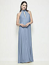 Front View Thumbnail - Cloudy Slip-On Shirred Chiffon Trapeze Halter Dress