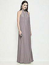 Side View Thumbnail - Cashmere Gray Slip-On Shirred Chiffon Trapeze Halter Dress
