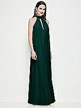 Side View Thumbnail - Evergreen Slip-On Shirred Chiffon Trapeze Halter Dress