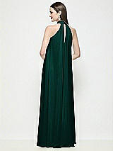 Rear View Thumbnail - Evergreen Slip-On Shirred Chiffon Trapeze Halter Dress