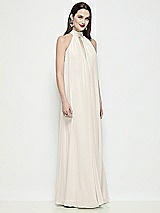 Side View Thumbnail - Ivory Slip-On Shirred Chiffon Trapeze Halter Dress
