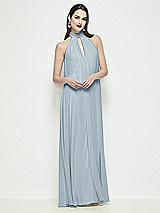 Front View Thumbnail - Mist Slip-On Shirred Chiffon Trapeze Halter Dress