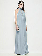 Side View Thumbnail - Mist Slip-On Shirred Chiffon Trapeze Halter Dress