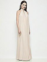 Side View Thumbnail - Oat Slip-On Shirred Chiffon Trapeze Halter Dress