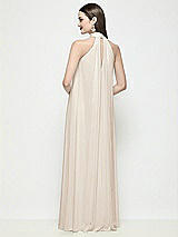 Rear View Thumbnail - Oat Slip-On Shirred Chiffon Trapeze Halter Dress