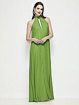 Front View Thumbnail - Peridot Green Slip-On Shirred Chiffon Trapeze Halter Dress