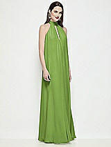 Side View Thumbnail - Peridot Green Slip-On Shirred Chiffon Trapeze Halter Dress