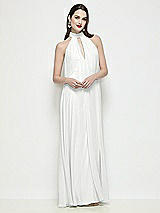 Front View Thumbnail - White Slip-On Shirred Chiffon Trapeze Halter Dress