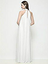Rear View Thumbnail - White Slip-On Shirred Chiffon Trapeze Halter Dress