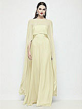 Front View Thumbnail - Butter Yellow High-Low Sheer Chiffon Cape