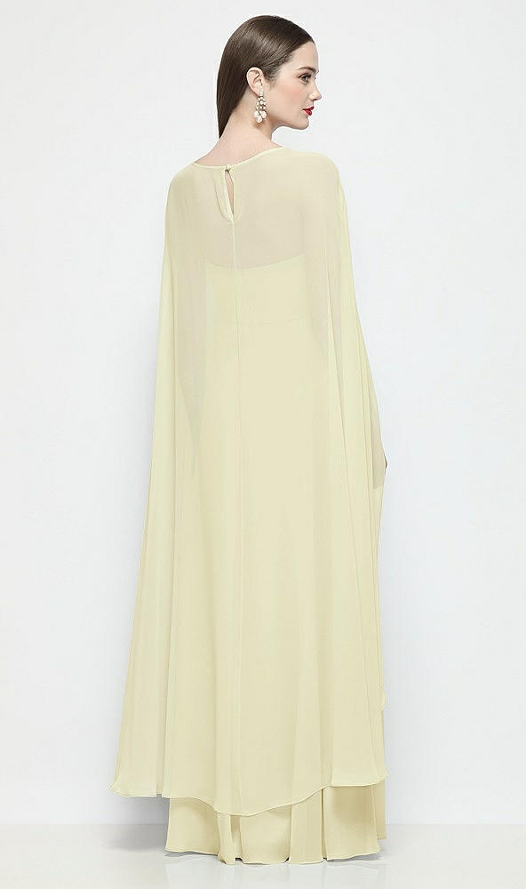 Back View - Butter Yellow High-Low Sheer Chiffon Cape
