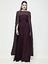 Front View Thumbnail - Deep Plum High-Low Sheer Chiffon Cape