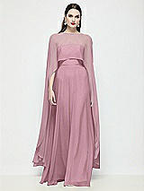 Front View Thumbnail - Dusty Pink High-Low Sheer Chiffon Cape