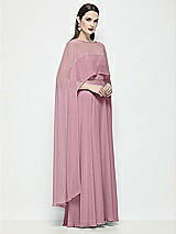 Side View Thumbnail - Dusty Pink High-Low Sheer Chiffon Cape