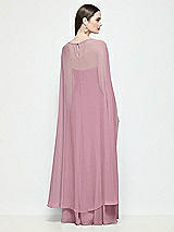Rear View Thumbnail - Dusty Pink High-Low Sheer Chiffon Cape