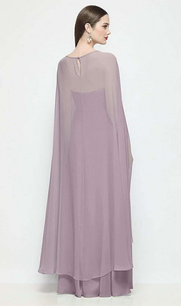 Back View - Lilac Dusk High-Low Sheer Chiffon Cape