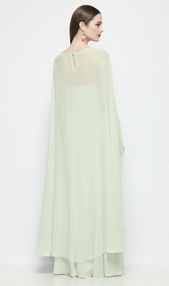 Back View - Mint Green High-Low Sheer Chiffon Cape