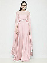 Front View Thumbnail - Ballet Pink High-Low Sheer Chiffon Cape