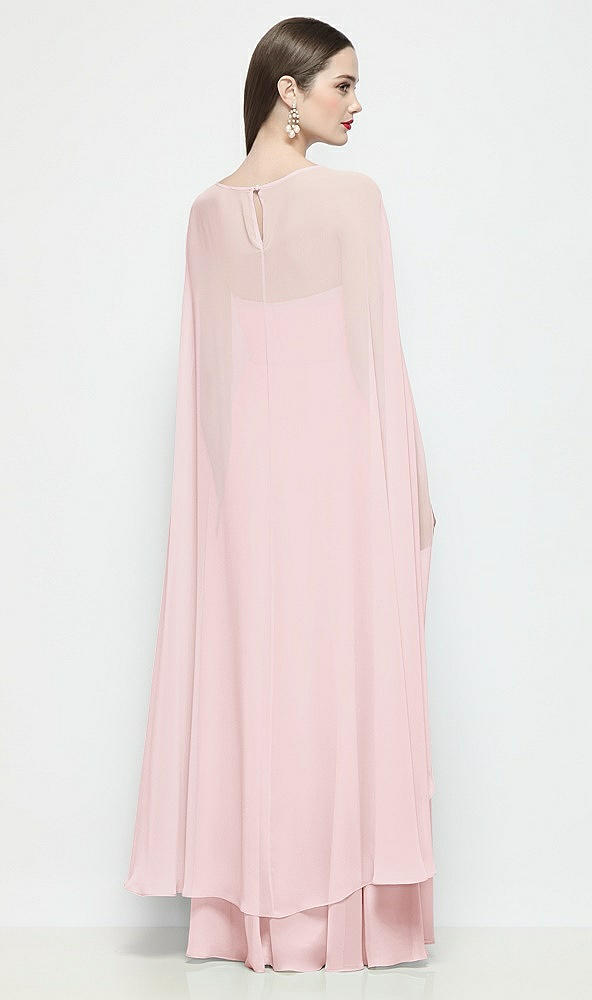 Back View - Ballet Pink High-Low Sheer Chiffon Cape