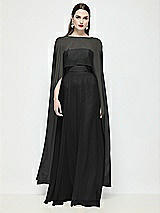 Front View Thumbnail - Black High-Low Sheer Chiffon Cape