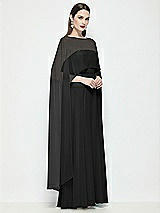 Side View Thumbnail - Black High-Low Sheer Chiffon Cape