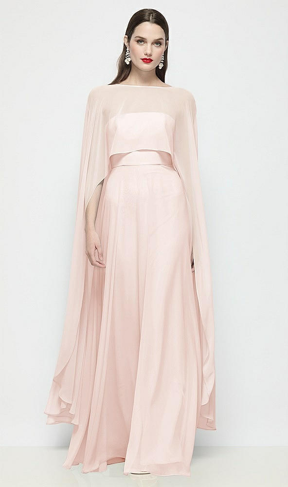 Front View - Blush High-Low Sheer Chiffon Cape