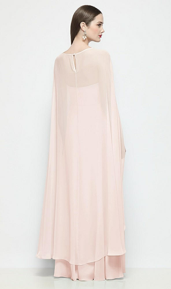 Back View - Blush High-Low Sheer Chiffon Cape