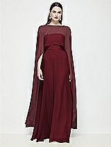 Front View Thumbnail - Cabernet High-Low Sheer Chiffon Cape