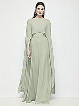 Front View Thumbnail - Celadon High-Low Sheer Chiffon Cape