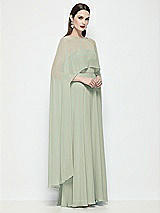 Side View Thumbnail - Celadon High-Low Sheer Chiffon Cape