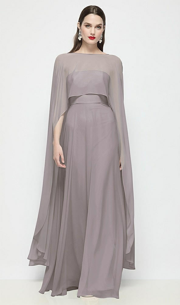 Front View - Cashmere Gray High-Low Sheer Chiffon Cape