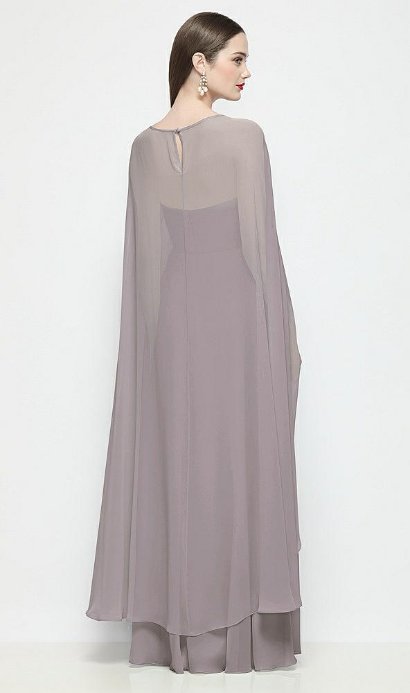 Back View - Cashmere Gray High-Low Sheer Chiffon Cape