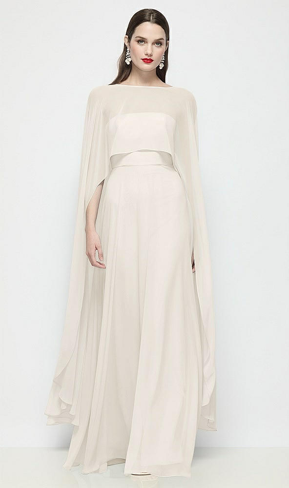 Front View - Ivory High-Low Sheer Chiffon Cape