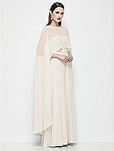 Side View Thumbnail - Ivory High-Low Sheer Chiffon Cape