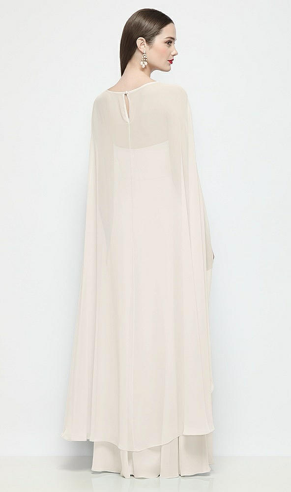 Back View - Ivory High-Low Sheer Chiffon Cape