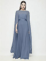 Front View Thumbnail - Larkspur Blue High-Low Sheer Chiffon Cape