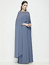 Side View Thumbnail - Larkspur Blue High-Low Sheer Chiffon Cape