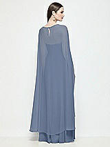 Rear View Thumbnail - Larkspur Blue High-Low Sheer Chiffon Cape