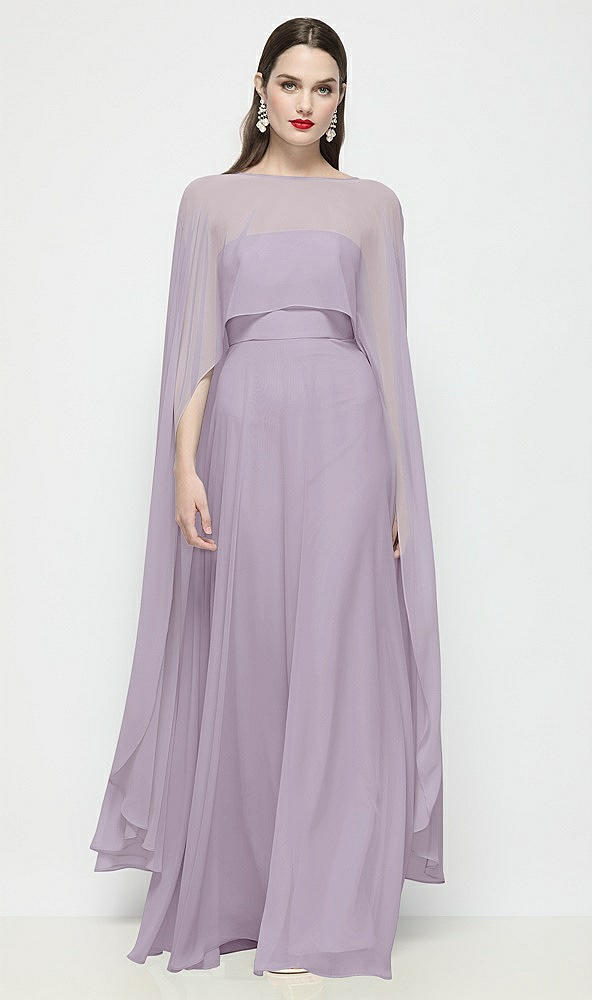 Front View - Lilac Haze High-Low Sheer Chiffon Cape