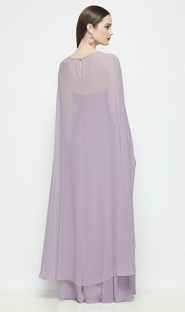 Back View - Lilac Haze High-Low Sheer Chiffon Cape