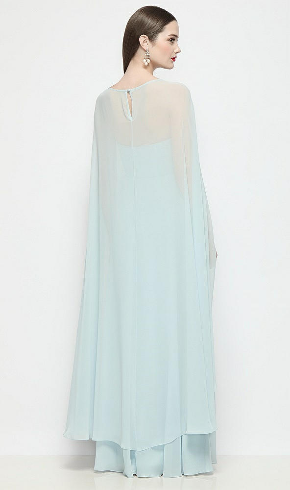 Back View - Mist High-Low Sheer Chiffon Cape
