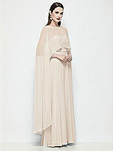 Side View Thumbnail - Oat High-Low Sheer Chiffon Cape